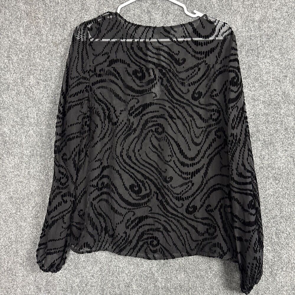 Paige Top Blouse Womens Size M Black Velvet Burnout Sheer Boho Whimsigoth Artsy - Picture 2 of 8